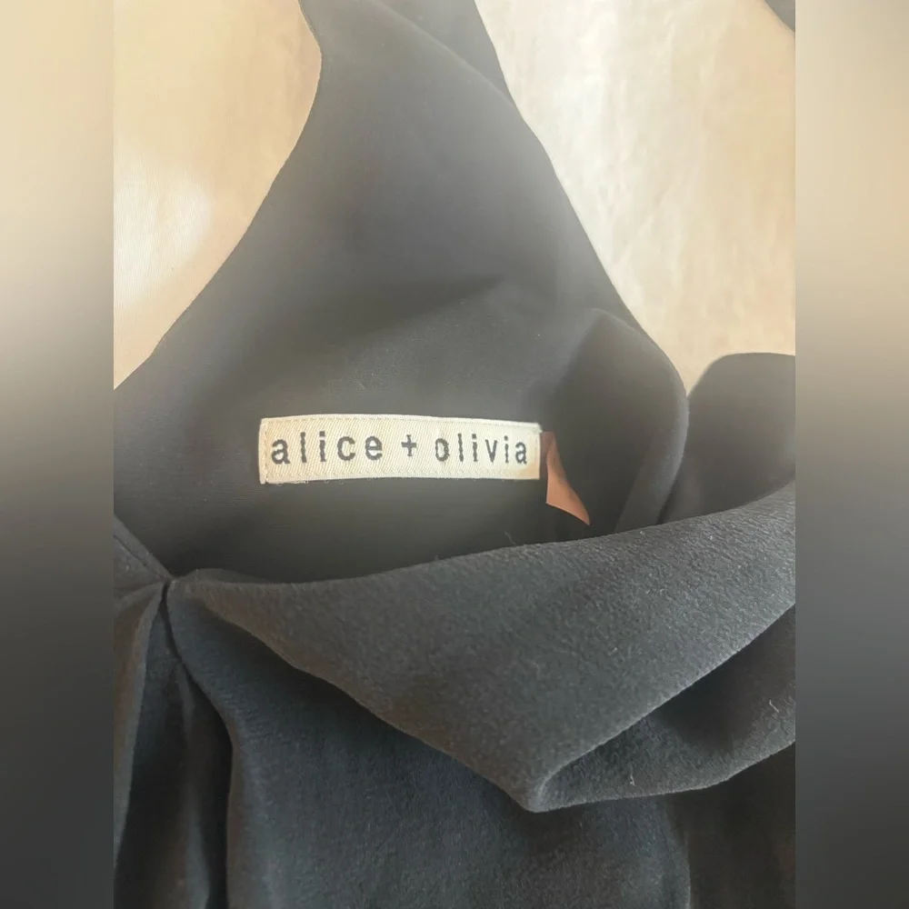 Alice + Olivia Vintage Silk Black Mini Dress: - Picture 5 of 6